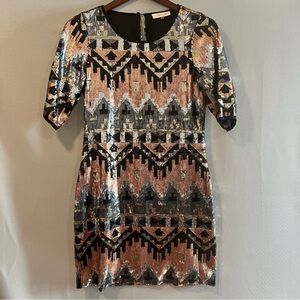 Sugarlips Black and Silver Sequin Mini Dress